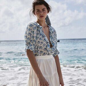 DOEN Henri Top in BLEU ROSIER FLORAL S Like New